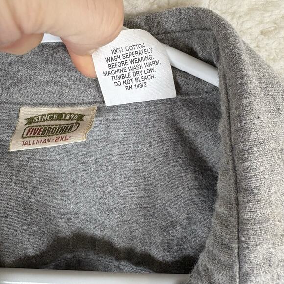 Five Brother Chamois Shirt Mens 2XLT Tall Gray Flannel Shacket Front Pockets - Picture 7 of 13